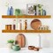 Sorbus Wood Floating Shelves for Wall - 35” Solid Wood Wall Shelves for Bathroom Decor, Books, Bedroom & Living Room - Set of 2 Black Wall Mounted Kitchen Shelves - Durable 100% Premium Solid Pine